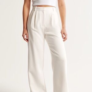 Abercrombie & Fitch Cream Sloane Tailored Wide-Leg Pants